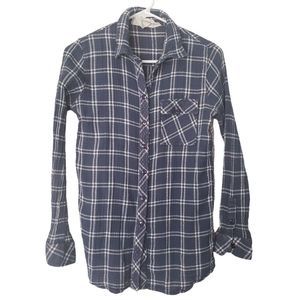 California Moon Rise Plaid Blue Red Shirt Medium button down